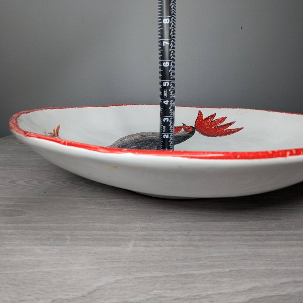 Cristina Fortini Italian Large Artisan Non-Uniform Rooster Serving Round Platter - Picture 9 of 11